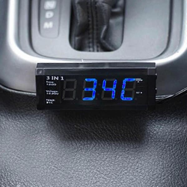 3 i 1 Bil Auto Elektronisk Klocka Bil Termometer Fordons Voltmeter Prydnad Dekoration