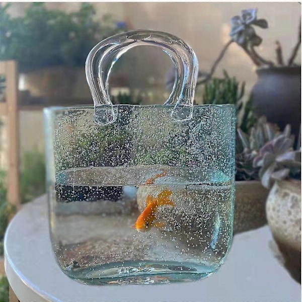 Håndveskeformet Klar Vase, Klar Veske Glass Blomster Vase for Hjem Bryllup Dekor - FARGE: transparent farge