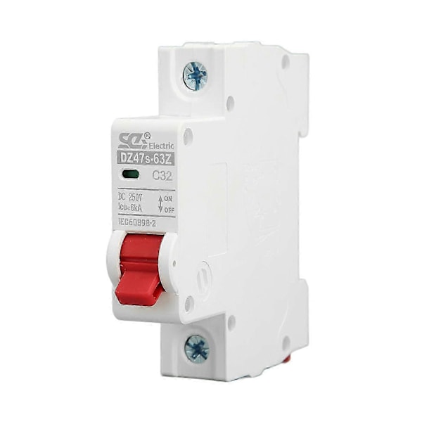Brytare 1P DC 250V MCB 32A DIN-skena Monteringsskyddsbrytare 6000A Brytförmåga