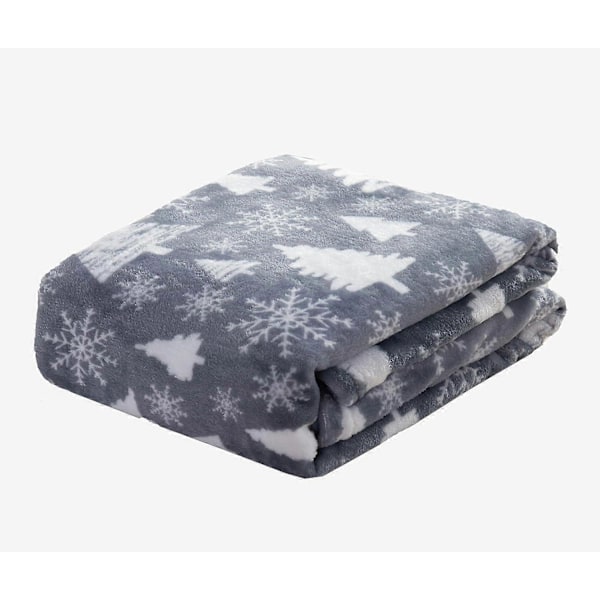 Elegant Comfort Velvet Touch Ultra Plush Julemønstret Fleecepledd/Teppe - 50 x 60 tommer, (Grått Juletre)