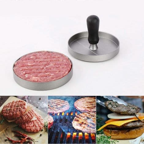 Professionell stekhällstillbehörssats: baconpress och hamburgarform