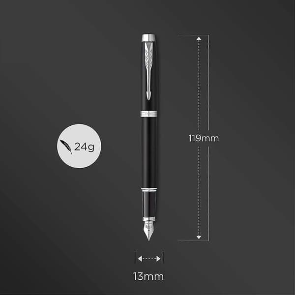 Fyldepen | Mat Sort med Kromdetaljer | 0,5 mm Medium Spids