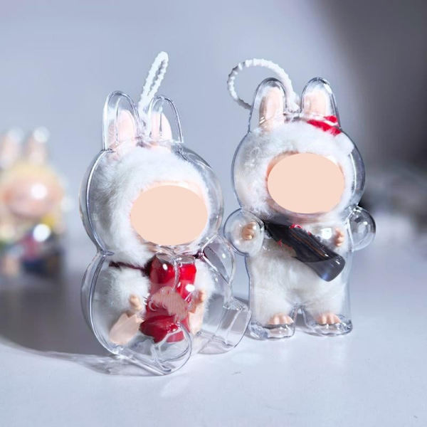Protective case compatible with Labubu (Pumpkin design) in transparent PC material, shockproof and dustproof for safe storage