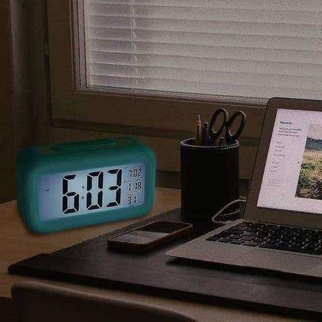 Digital väckarklocka med 4,5-tums LCD-skärm, blå färg