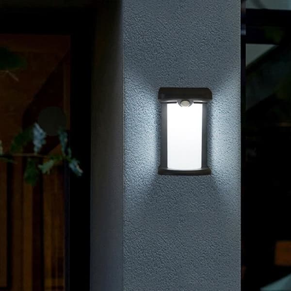 Sett med 2 solcellelyskastere - H18 cm - Vegglampe med bevegelsessensor - Hvit LED