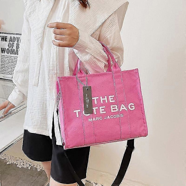 Dam Handväska Designer Laptop Tote Väska Canvas Messenger Axelremsväska-FÄRG：Rosa