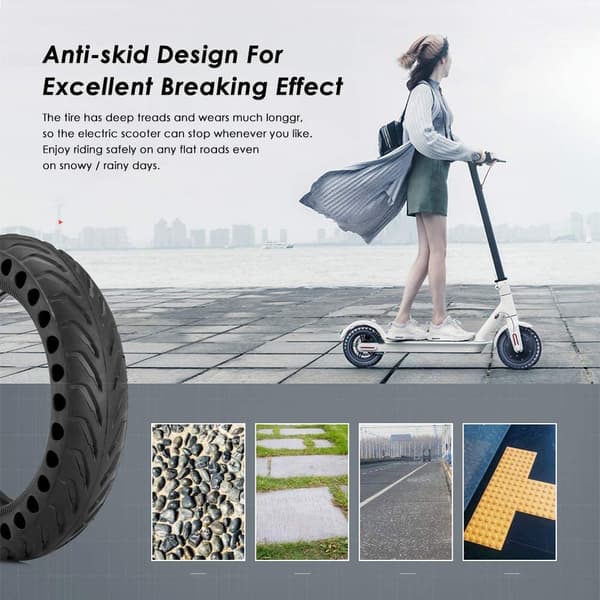 8,5 tums bikakeformad solid däck kompatibel med Xiaomi M365 elscooter - Punkteringssäker och stötdämpande 1-pack