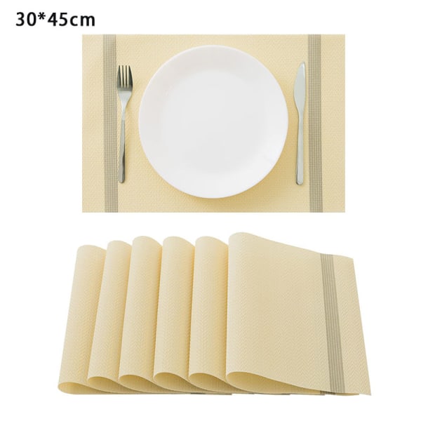 Ruokapöydän alustat 6-osainen set liukumattomat eristetyt pöytämatot-keltaiset pystyliuskat