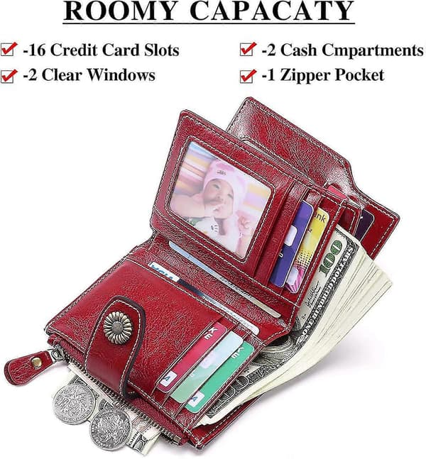 Liten Damplånbok Äkta Läder RFID-skyddad Bifold Liten Börs