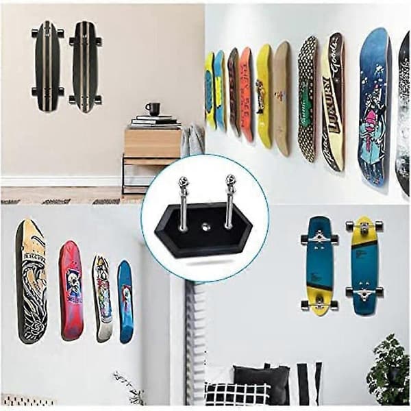 3-pack väggmonterade skateboardhållare Skateboardhängare för skateboarddäckvisning och förvaring
