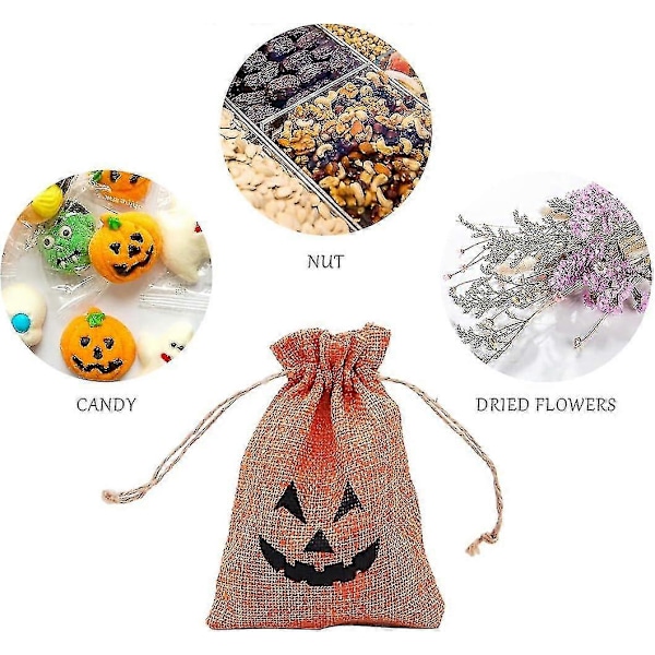 20 st Halloween Presentpåsar med Dragsko - Färgglada Jutesäckar för Godis!