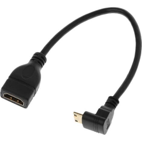 90° buet HDMI-kabel med Mini USB hannkontakt