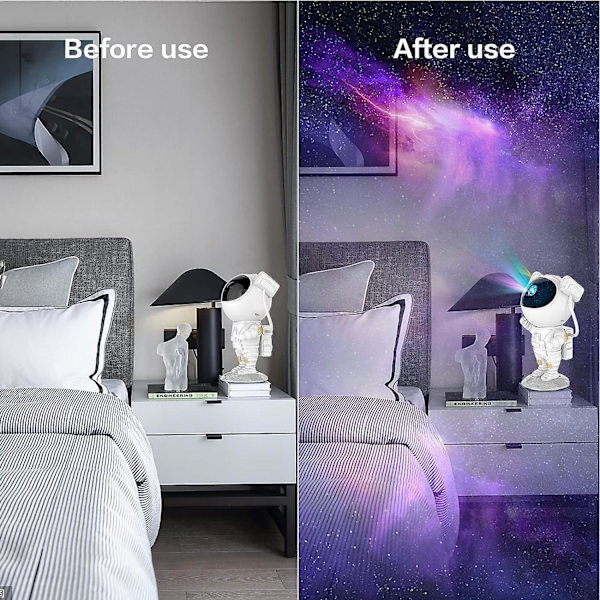Astronaut Galaxy-projektor Stjernehimmel nattlys, Astronaut stjerneprojektor med nebula, timer og fjernkontroll, stjernelampe for soverom og tak