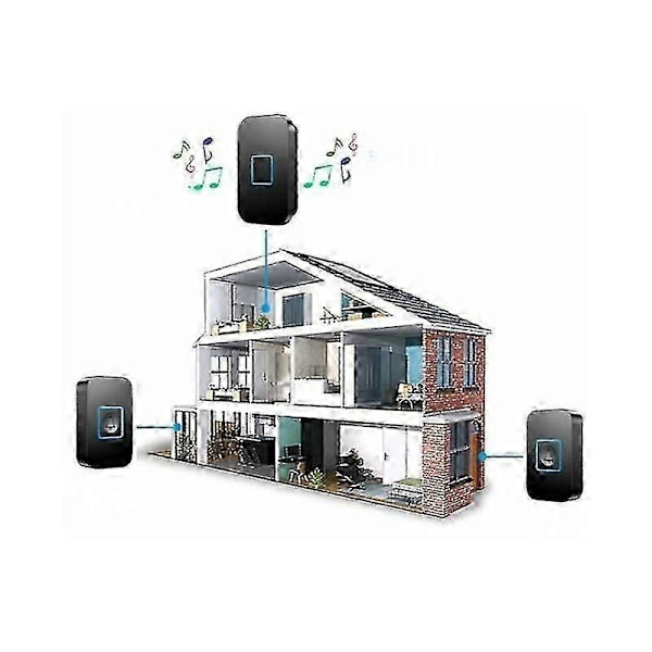 Trådløs dørklokke, trådløst dørklokkesett, 400m rekkevidde Ip55 vanntett utendørs dørklokke med 3 plug-in mottakere, 60 melodier, 5 volumnivåer