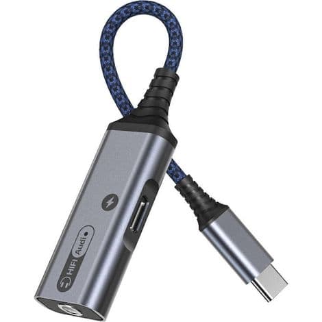 60W USB-C til 3.5mm Jack Audioforstærker PD - Hi-Fi Hovedtelefonadapter - Blå