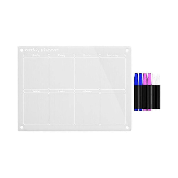 Magnetisk whiteboardkalender för kylskåp, akryl, veckoplanerare, transparent, magnetisk, raderbar, magnetisk A