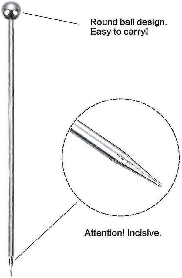 50 stk. cocktailpinner i rustfritt stål, martini-pinner i metall 4,3\"