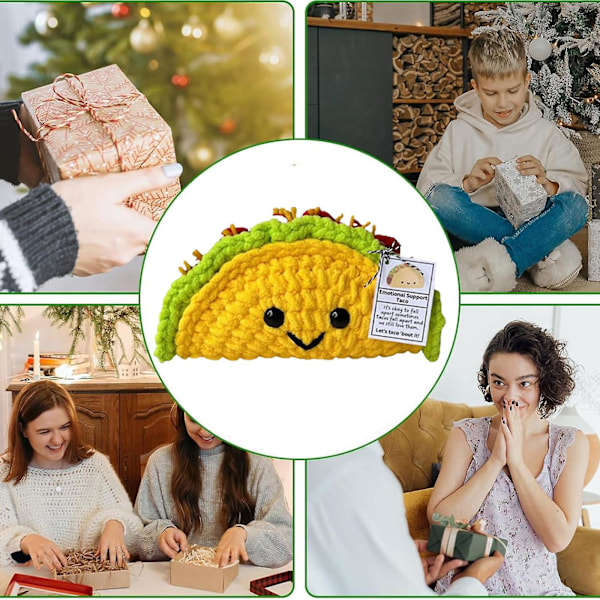 2024 Emotionaalinen Tuki Taco, Käsintehty Emotionaalinen Tuki Pehmolelu Positiivisella Kortilla