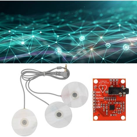 AD8232 Hjerteovervågningsmodul med elektroder til EKG-måling, 3,3V strømforsyning