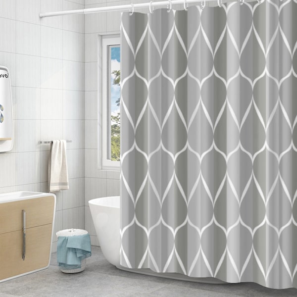 72 X 78 tommer stofbruseforhæng, vandafvisende design, polyester, hurtigtørrende, kraftigt badeværelsesbruseforhængssæt-1