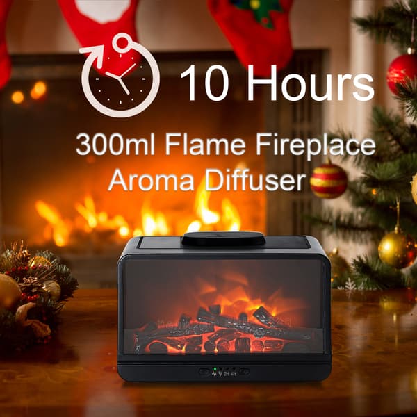 300 ml flammeeffekt aroma diffuser, elektrisk lysbrænder, dynamisk flamme, fire timere