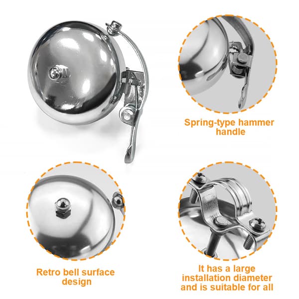 Classic Bicycle Bell with Loud and Clear Sound for Safe Cycling Silver