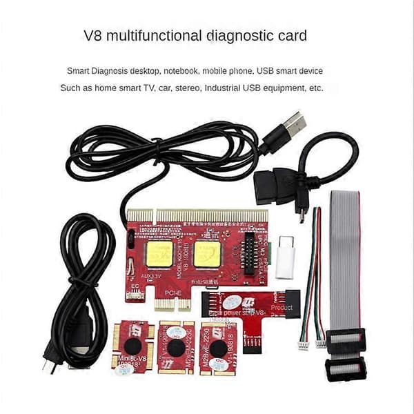 V8 Multifunktionel Laptop og Desktop PC Universal Post Diagnostisk Testkort Debug Support PCI, PCI-E, L