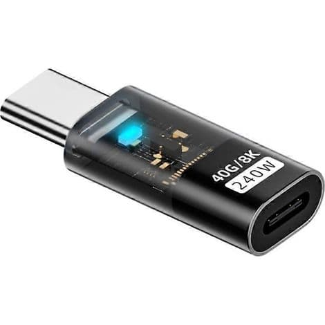 USB Type-C hun til USB-C han opladnings- og dataoverførselsadapter, 40 Gbps, 240 W, 8K
