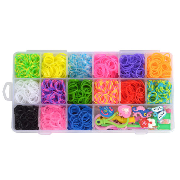 Armbånd Loom gummibåndsett med tilbehør DIY fargerikt gummibåndsett Bursdagsjuleketøy