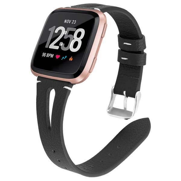 Aito nahkainen kellonranneke Fitbit Versa -älykellolle, musta