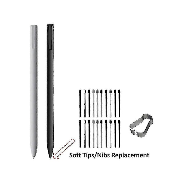 (20-pakning) Markeringspenn-tupper/nibber for Remarkable 2 Stylus Erstatning myke nibber/tupper Svart-ZY