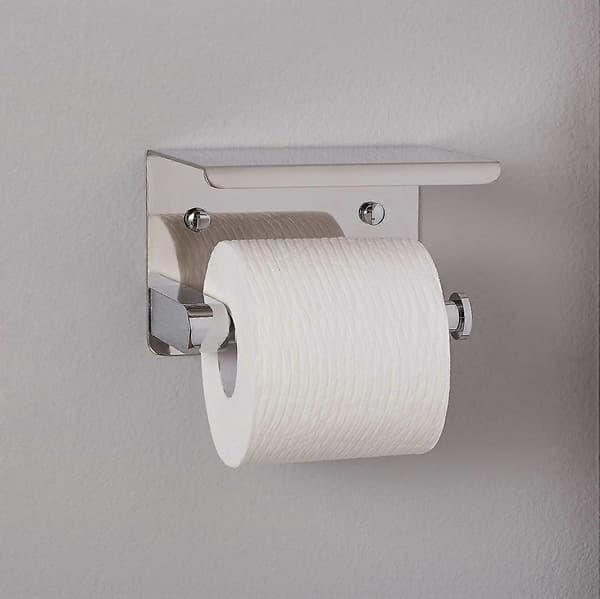 Toiletpapirholder - Moderne, Inkluderer Opbevaringshylde, Rustfrit Stål