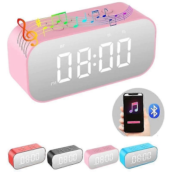 Väckarklocka för sovrum/kontor, digital klocka med Bluetooth-högtalare, väckarklocka för tunga sovare