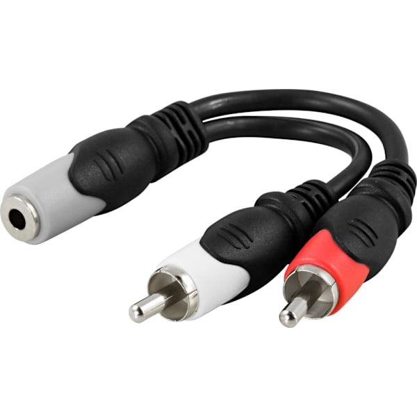 Multimedieadapter 3,5 mm hun til 2xRCA han, 10 cm
