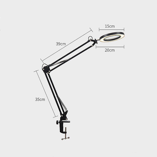 5X Forstørrelsesglas LED Foldbar Stativ Klemme Bordlampe Lys Skønhed Forstørrende