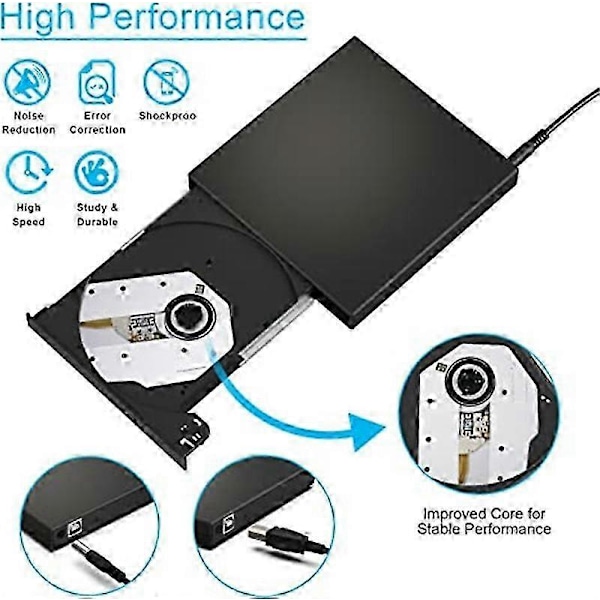 Ulkoinen CD DVD -asema, USB 2.0 Slim kannettava ulkoinen CD-RW -asema
