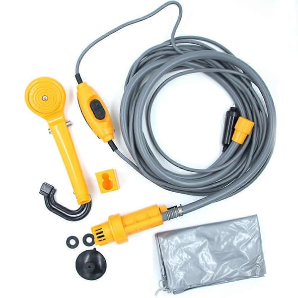 Bärbart utomhusduschkit, 12V campingduschar med vattenpump, 6 meter kabel med cigarettändarplugg, Max 2,5L vatten per minut