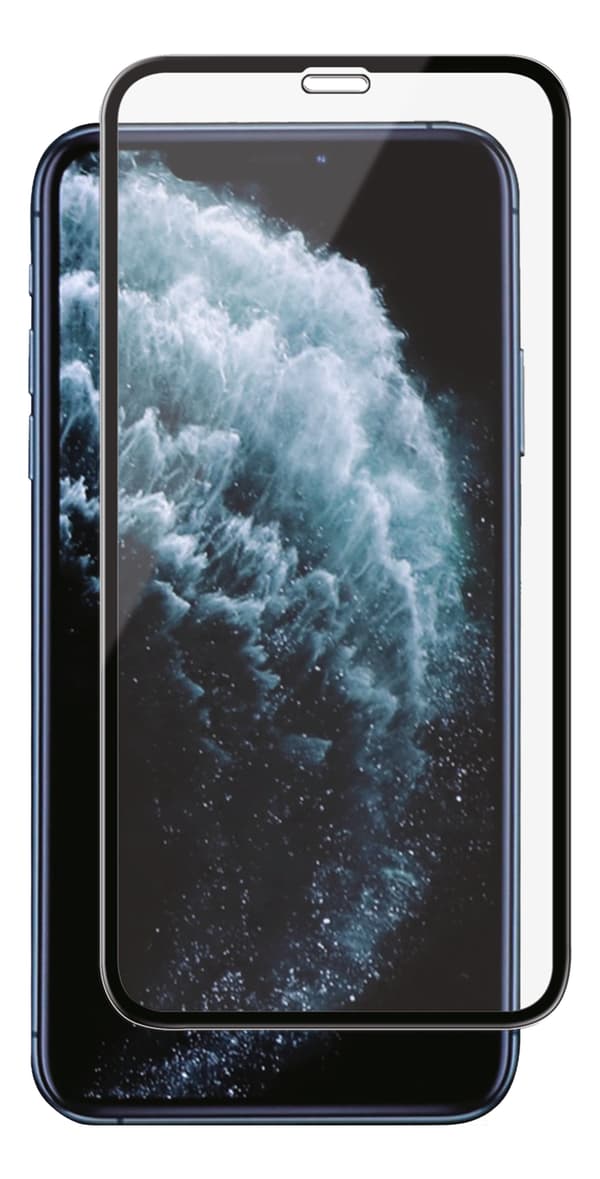 iPhone XS Max/11 Pro Max, Full-Fit silikaattilasi, musta