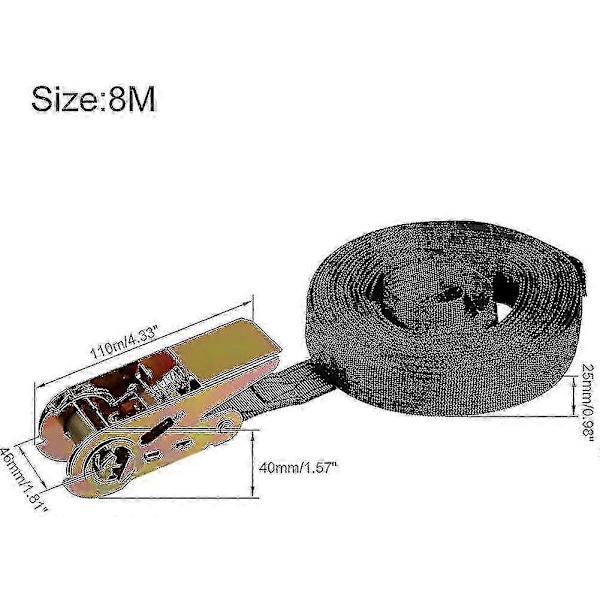 Kiristysliina räikkäkiinnityksellä 8mx25mm 250kg kantavuus polypropeenia siirtämiseen