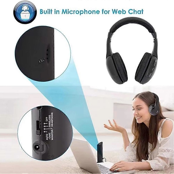 5-i-1 Bluetooth Trådløst TV-hodetelefon