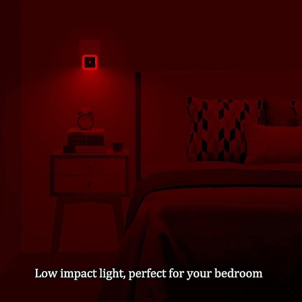 [Pakke med 4] Rød Natlampe, Stikkontakt LED Vægskænke med Skumring til Daggry Sensor, Automatisk Til/Fra - Perfekt til Soveværelser, Børneværelser