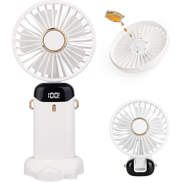 Mini-tuuletin, käsituuletin pieni tuuletin 5000mAh USB-tuuletin, kannettava tuuletin, valkoinen