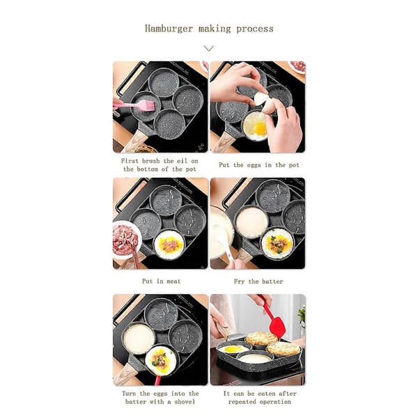 4-hulls stekepanne tykk non-stick egg pannekake stekepanne