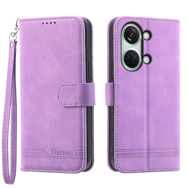 Flip Cover för OnePlus Nord 3 5G/Ace 2V, Linjer Präglade Plånboks Stativ Mobil Läderfodral färg: Lila