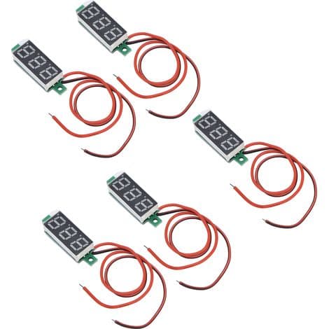 Sæt med 5 mini digitale DC voltmetre, justerbare, 2-leder, 0,28-tommer blåt display, 3,2-30V