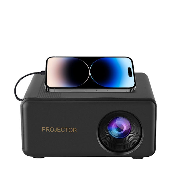 1080P Portable Projector for Home Use - HDMI, USB, TF, AV Input, Compatible with iPhone and Android Black