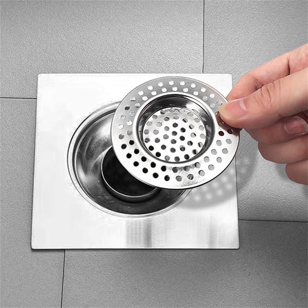 Golvbrunnssil i rostfritt stål, diskbänkshårfångare (4-pack) Modell 1