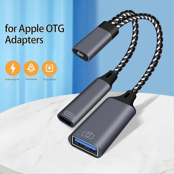 Telefonkonverteradapter med strømforsyningsgrensesnitt Plug and Play Høyhastighetsoverføring Anti-interferens 2 i 1 USB 3.0 OTG Ladeadapter