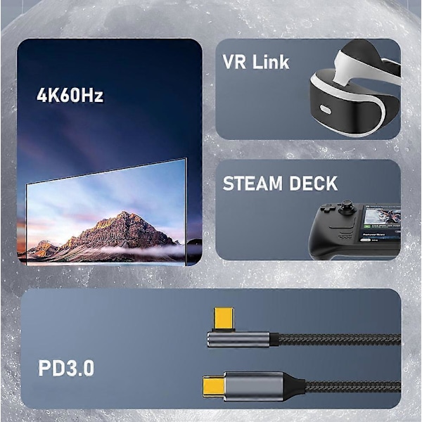 Type A UC-064-LP-2.0M 90 Graders Lavprofil Vinklet USB3.1 Type-C Hann til Hann 10Gbps Datakabel