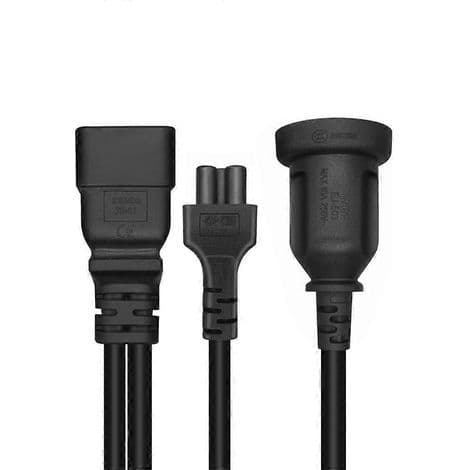 IEC320-C20 han til IEC320-C5 hun strømomformer kabel + AU, sort, 10A